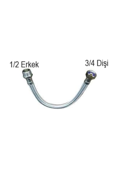 50 Cm 3/4 1/2 Nipelli Flex Bağlantı Hortumu 3-4 1-2