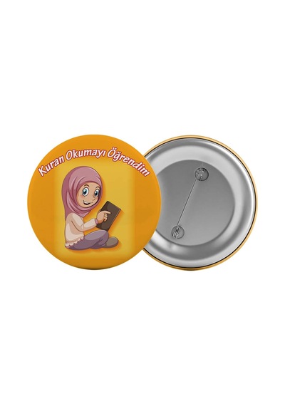 Kuran Okumayı Öğrendim Çanta Rozeti 20 Adet En Büyük Boy 5.8cm İğneli Broş