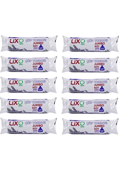 Lixo J-650 Jumbo Boy Çöp Torbası 80 x 110 CM 10'lu Rulo 10 Paket 100 Adet