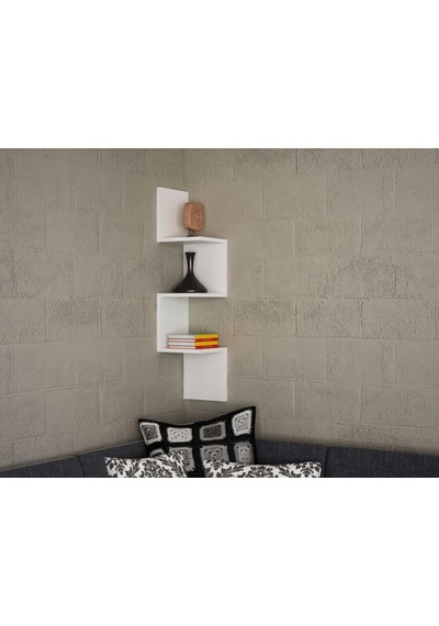 Dekorister Corner Duvar Rafı Beyaz