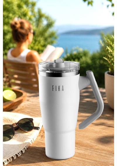 Fika Lumi Döner Kulplu Termos 1200 Ml - Beyaz-7576