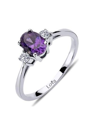 Lova Pırlantalı Oval Ametist Yüzük - 1020225