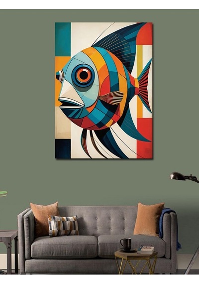 Kanvas Tablo Soyut Renkli Balık 50cmx70cm