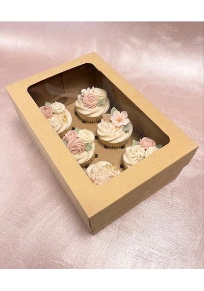 6 Lı Cupcake Kutusu Kraft
