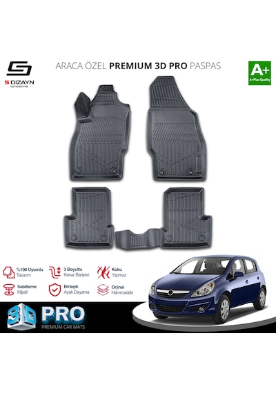 S-dizayn Opel Corsa D 3d Pro Havuzlu Paspas 2006-2014 A+ Kalite