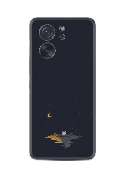 Xiaomi 13t - Xiaomi 13t Pro Kılıf Silikon Desen Özel Seri Ay Ve Kedi 1683