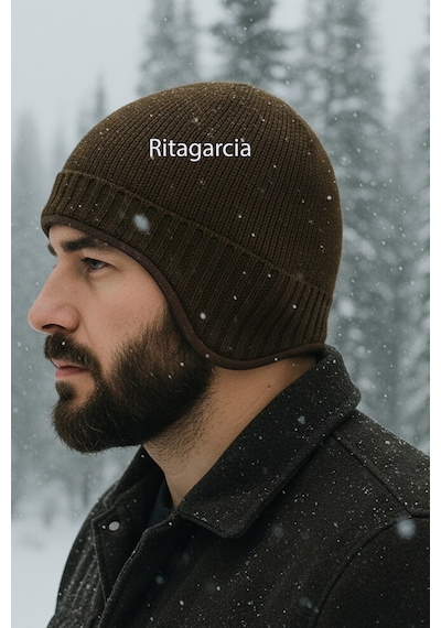 Ritagarcia Unisex Polar Astarlı Kulaklı Bere - Rüzgar Geçirmeyen Termal Kış Beresi Kahverengi