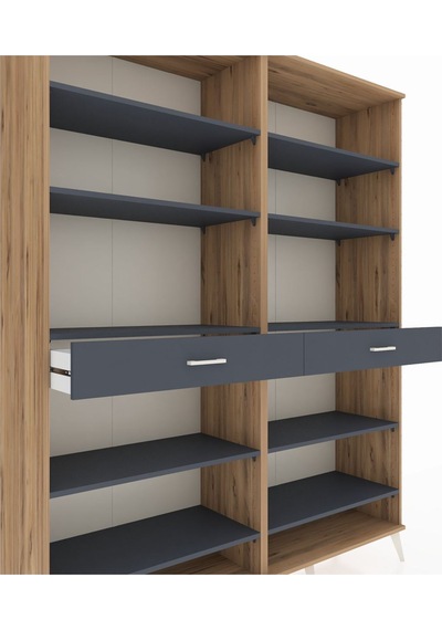 Hyperion Gardrop 10 Raflı 2 Çekmeceli 176x44x221 Çam-antrasit Antrasit Hyperion Gardrop 10 Raflı 2 Çekmeceli 176x44x221 Çam-antrasit Antrasit