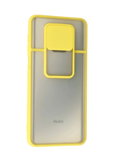 Xiaomi Redmi Note 9 Pro Kılıf Palm Buzlu Kamera Sürgülü Silikon - Sarı -