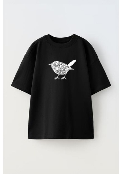 Thewert Unisex I My Not Haven Tasarım Baskılı Pamuk Sıyah Oversize T-shirt Siyah