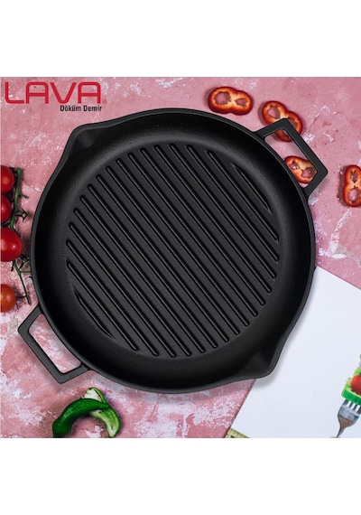 Lava Döküm Izgara Tavası Yuvarlak 30 CM