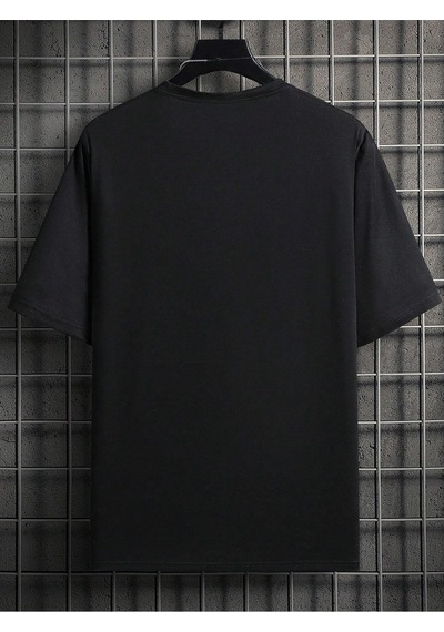 Aydaki Adam T-shirt - Siyah Baskılı Oversize Bisiklet Yaka Kısa Kol Tişört Siyah