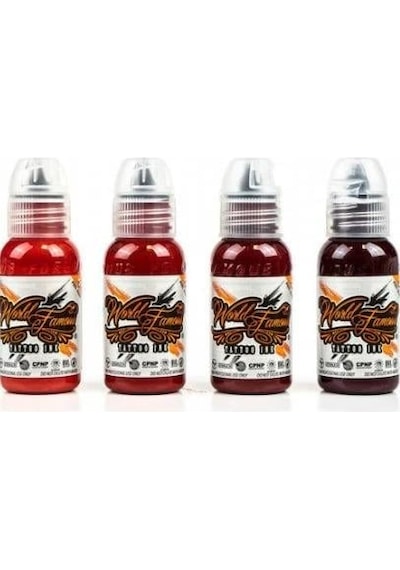 Dima Nbk Fire Red 4'lü Set - World Famous Ink Dövme Boyası - 1oz/30ml