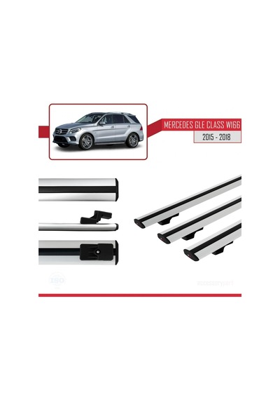 Mercedes Gle Class W166 2015-2018 Arası İle Uyumlu Basic Model Ara Atkı Tavan Barı Gri 3 Adet