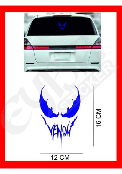 Venom Araba, Motorsiklet, Kask, Laptop,cam Sticker 16x12 Cm Venom Yazılı Mavi