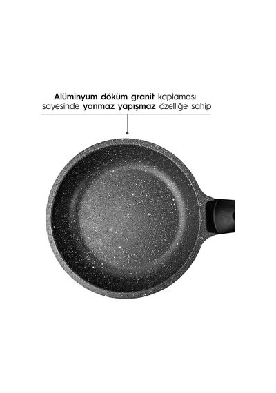 Tr Nehir Siyah 3 Parça Alüminyum Döküm Granit Tava Takımı Genel