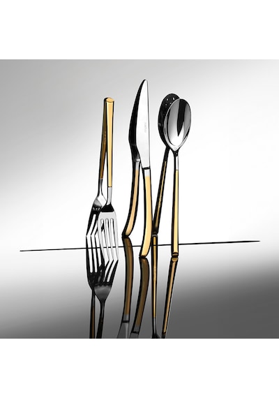 Nehir Elegance Altın Sade 12 Kişilik 72 Parça Çatal Kaşık Bıçak Takımı