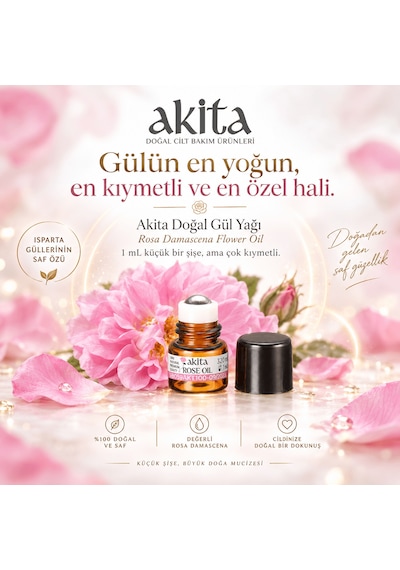 Akita Yüksek Frekans Doğal Gül Yağı Roll-on 1 ML