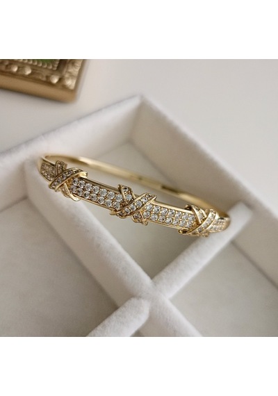 Lente Aksesuar Xuping Lüks Seri Zirkon Taşlı X Model Gold Kelepçe Altın - Gold