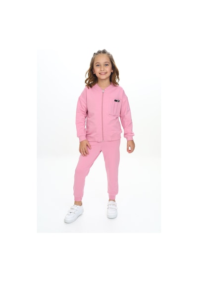 Toontoy Kids Toontoy Kız Çocuk Göğsü Cepli Armalı Eşofman Takım Gül Kurusu