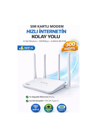 4g Sim Kartlı Modem - Wıfı6 Bağlantı - 2.4ghz - 300mpbs - Her Yere Taşıyın Her Yerde Kullanın
