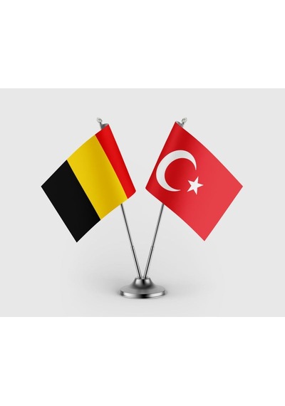 Belçika Ve Türkiye Bayrağı İkili Saten Masa Bayrağı Takımı Diğer