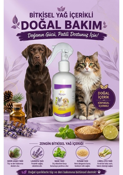 Kedi Köpek Kıtık Açıcı Kolay Tarama Tüy Dökülmesi Önleyici Bitkisel Tüy Deri Bakım Spreyi 250 Ml