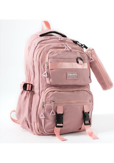 Ventis Unisex Okul 2'li Set Çantası Lise Ortaokul Kalemlikli Sırt Çantası 43 30 Cm Çok Cepli Vnt7-c Pembe