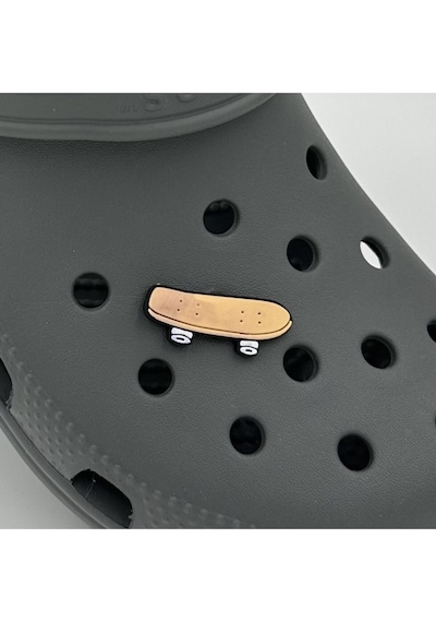 Crocs Terlik Süsü Ve Aksesuarı , Çanta Süsü Renkli Jibbitz Kaykay 02 Görselli Figür Aksesuarı Turuncu-beyaz-siyah