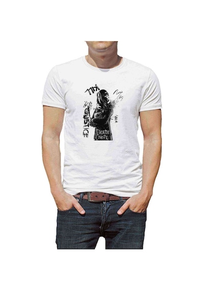 Anime Death Note Baskılı Beyaz Erkek Tshirt (530993077)