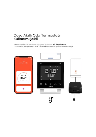 Cosa V5 Akıllı Oda Termostotı Kablolu Kombi Ve Klima Kontrolü - Beyaz Cosa V5 Akıllı Oda Termostotı Kablolu Kombi Ve Klima Kontrolü - Beyaz