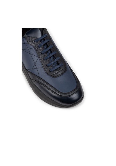 Deery Hakiki Deri Lacivert Erkek Sneaker Ayakkabı - 01962Mlcve01 Lacivert