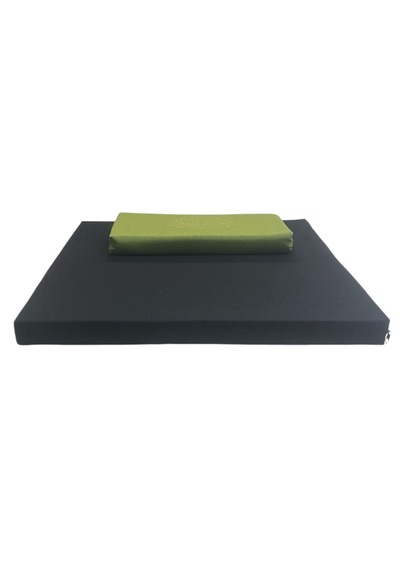 60x60 Meditasyon Minderi Seti İkili Yoga Meditasyon Minderi Lotus Çiçeği Baskılı Meditasyon Minderi Siyah - Yeşil