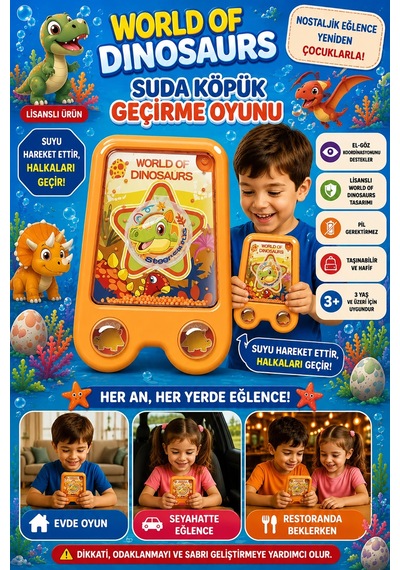Suda Halka Köpük Geçirme Oyunu Dinozor Dünyası Duyusal Gelişim Destekli Nostaljik El Atarisi 2586bk- 92059458