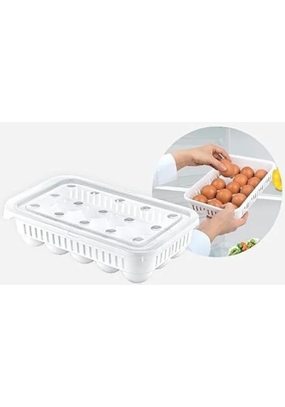 15'li Kapaklı Plastik Yumurtalık - 28x18x7 Cm Açık Kahverengi
