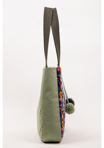 Fabric Craft Bag Omuz Çantası Kadın Duck Kumaş Desenli Büyük Boy Günlük Çanta Fıstık Yeşili