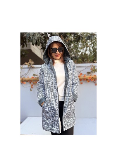 Denizege İtalyan Çift Taraflı Midi Mont Fendi Yeşil Yeşil