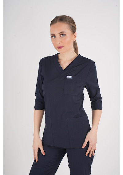 Unisex Lacivert Violet Model Scrubs Takım Doktor Hemşire Üniforması Lacivert