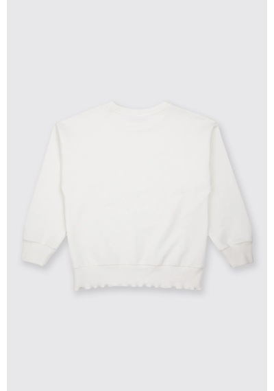 Panço Kız Bebek Nakış Detaylı Ekru Sweatshirt Krem