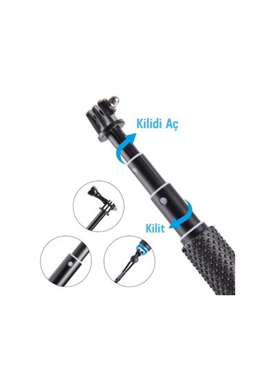 Gopro İle Uyumlu Selfie Çubuğu,gopro/djı İle Uyumlu Aksiyon Kamera Selfie Çubuğu,alüminyum Gövde,su Altı Kullan
