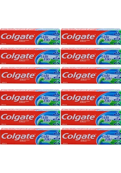 Colgate 3 Etki Çürüklere Karşı Naneli Diş Macunu 12 x 100 ML