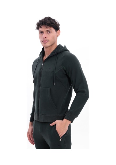 Rowinger 3 İplik Kalın Dokulu Parçalı Görünümlü Kapüşonlu Tam Fermuarlı Erkek Sweatshirt Darkgreen Rowinger 3 İplik Kalın Dokulu Parçalı Görünümlü Kapüşonlu Tam Fermuarlı Erkek Sweatshirt Darkgreen