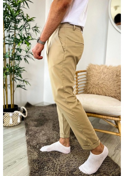 Saklımoda Chekcich Jogger Pantolon Bej Çok Renkli