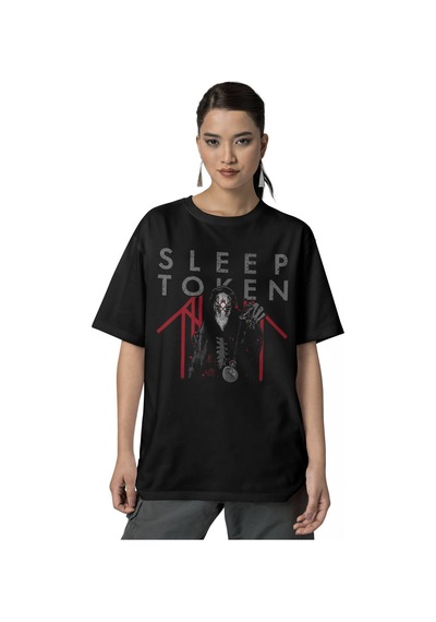 Tasarım Sleep Token Rock Metal Müzik Grubu Baskılı Unisex Oversiz Siyah