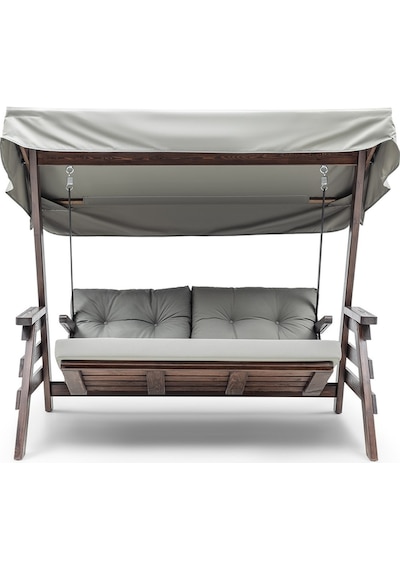Belek Swing Ahşap Dış Mekan Bahçe Balkon & Teras Salıncağı Gri