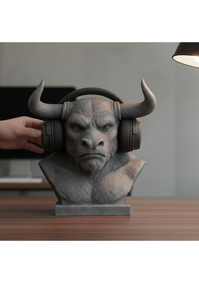 Happy3dworld Minotor Büstü Kulaklık Standı, 3d Baskı Mitoloji Gaming Dekor