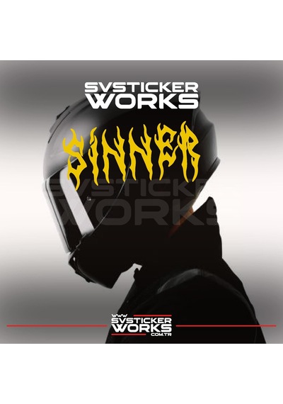 Sinner Kask Sticker Tüm Kasklar Uyumlu Tek Yön 1 Adet Sarı