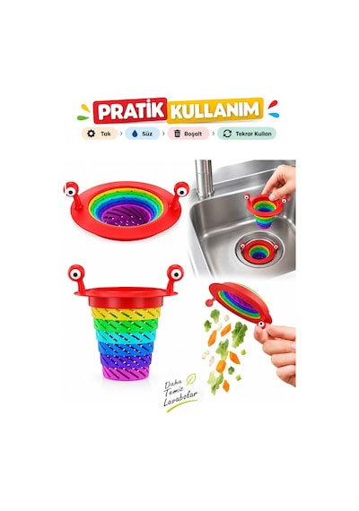 Renk 6 Kademeli Silikon Lavabo Süzgeci Gider Tıkacı Mutfak Banyo Lavabo Kapağı
