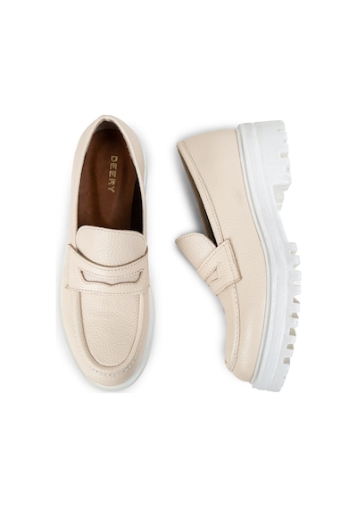 Deery Hakiki Deri Bej Kadın Loafer Ayakkabı - 01903zbeje01 Bej