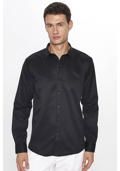 Tudors Erkek Modern Slim Fit Dar Kesim Uzun Kollu Pamuklu Kolay Ütü Armürlü Siyah Gömlek-31494-siyah Siyah Tudors Erkek Modern Slim Fit Dar Kesim Uzun Kollu Pamuklu Kolay Ütü Armürlü Siyah Gömlek-31494-siyah Siyah